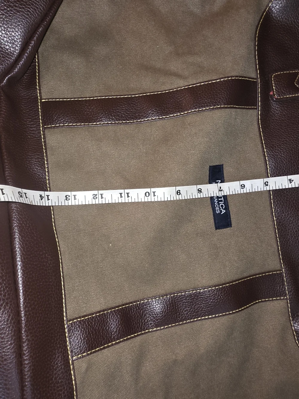 Nautica Men’s Brown Canvas & Leather Tote Bag